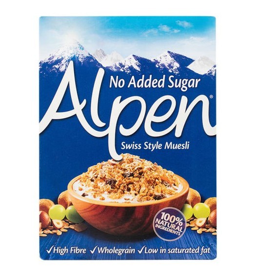 Alpen No Added Sugar Muesli 560g อัลเพนมูสลี่เกล็ดข้าวโอ๊ตและข้าวสาลีผสมผลไม้ถั่ว 560 กรัม