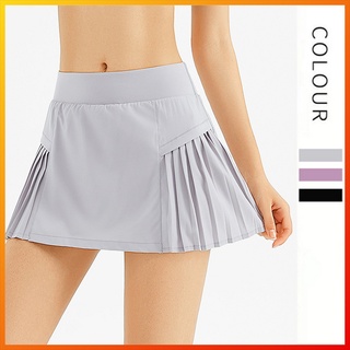 Lululemon  yoga sports casual womens shorts skirt two-piece design pocket elastic soft fitness pleated skirt dk15