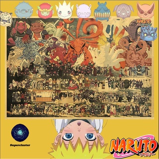 Naruto "All" Limit Retro Anime โปสเตอร์กระดาษคราฟท์สําหรับติดตกแต่งบ้าน 70.5x50ซม.