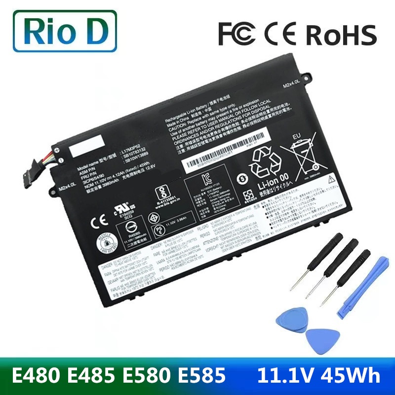 L17M3P52 11.1V แบตเตอรี่แล็ปท็อปสำหรับ Lenovo ThinkPad E480 E485 E490 E580 E585 E590 R480 R580 L17C3