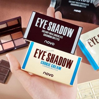 No.5394  Eyeshadow Chocolate novo อายแชโดว์ ช็อกโกแลต เนื้อแมท กลิตเตอร์ 6 ช่อง แพ็คเก็จ น่ารัก มีเนื้อชิมเมอร์