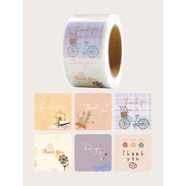 (1 ม้วน) สติ๊กเกอร์ ขอบคุณ Thank You Sticker ลายวินเทจ รูปที่ 3