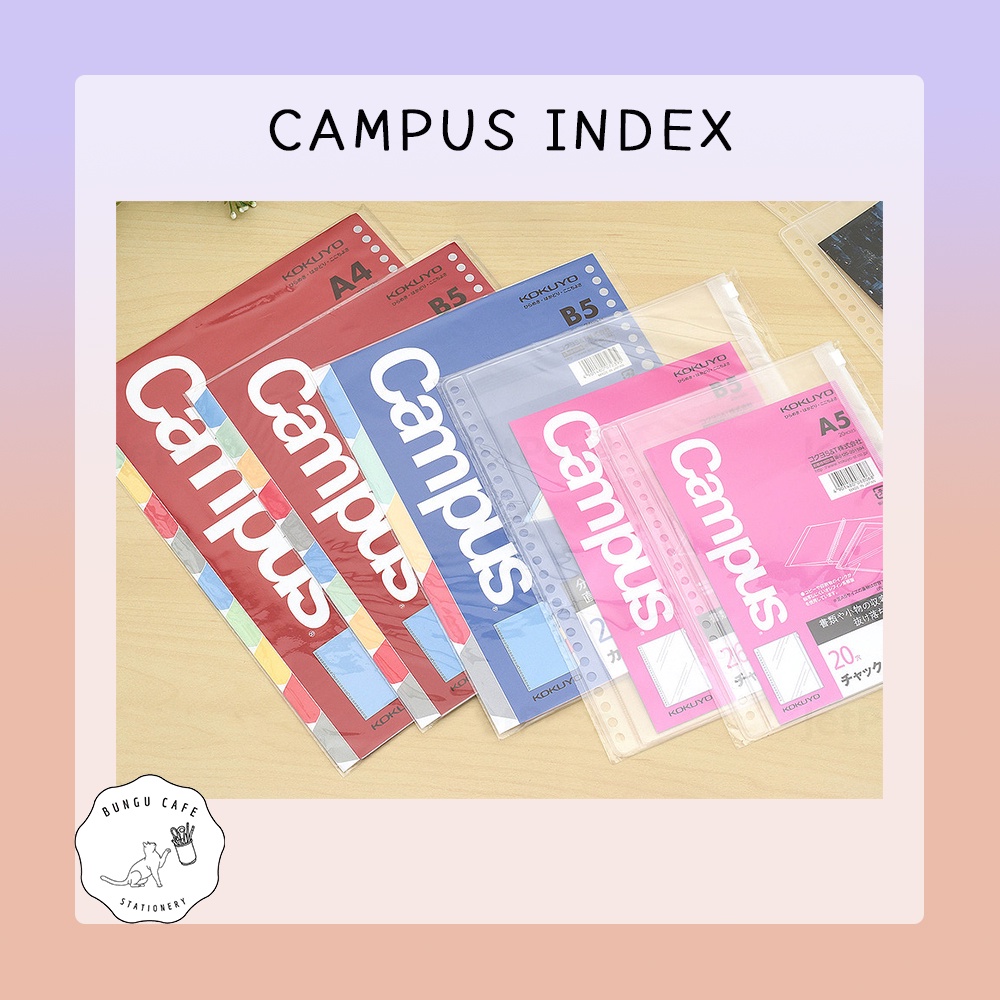 KOKUYO Campus index // โคคุโย่ อินเด็กซ์ แบ่งหัวข้อเอกสาร และ ไส้เติมซองเอ แผ่นพาดหัวสี PP ขนาดB5 26 รู 5 รูกลม