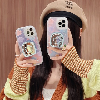 เคสไอโฟน ไอโฟน 13 เคสนิ่ม พร้อมส่งจากไทย 11 12 13 X MAX XR  7+ 8PLUS วงรีโฮโลแกรมหัวใจดอกไม้ TPU-S1156