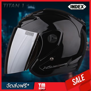 หมวกกันน็อค Index หมวกกันน็อคถูก รุ่น Titan 1 รุ่นใหม่ล่าสุด BLACK (สีดำเงา ไม่มีลาย) by TM BIKE SHOP