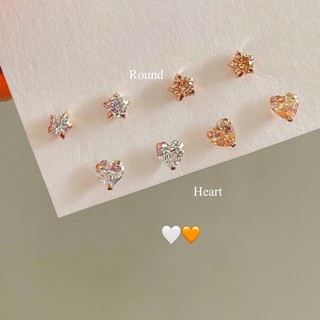 SissyJewelry // ต่างหูเงินแท้ รุ่น heart stud พลอยหัวใจ 4mm (rosegold-plated)