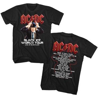 [S-5XL]เสื้อยืดลําลอง แขนสั้น คอกลม พิมพ์ลาย ACDC Black Ice World Tour Live s Angus Young Rock Concert River Plate เข้าก