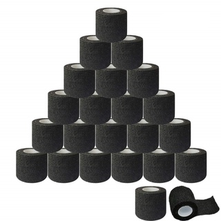 3/6/12pcs 5*450 ซม.สีดําทิ้ง Cohesive Tattoo Grip เทปห่อผ้าพ…