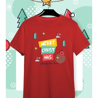 เสื้อยืดลายปีใหม่ เสื้อคริสมาสต์ Happy New Year &amp; Merry Christmas ลายน่ารักๆ ผ้า Cotton ใส่สบาย สีสันสดใส