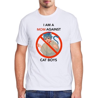 เสื้อยืดพิมพ์ลายเสื้อยืดเสื้อยืดลําลอง ผ้าฝ้าย 100% พิมพ์ลายอนิเมะ I Am A Mom Against Cat Boys แฟชั่น สําหรับผู้ชาย ผู้ห