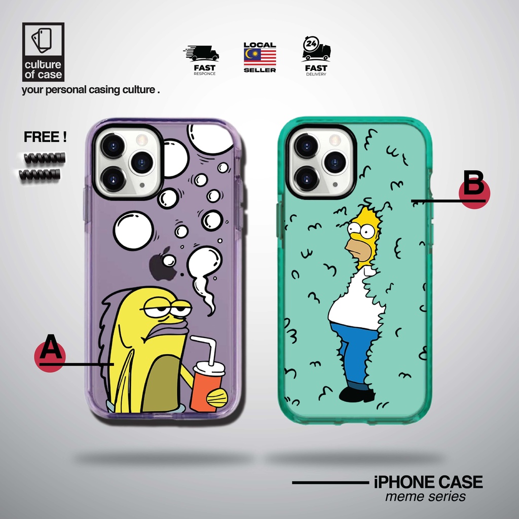 ปลาและ SIMPSON HOMER HIDING (NEON CASE)(ME SERIES) BUMPER CASE 12 MINI 11 Pro Max X XS MAX XR SE2 7 
