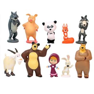 ฟิกเกอร์ masha and the bear ของเล่นสําหรับเด็ก 10 ชิ้น