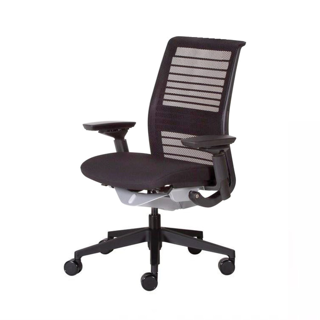 Modernform เก้าอี้เพื่อสุขภาพ Steelcase รุ่น THINK V2 พนักพิงกลาง สีดำ ขาไนลอน เก้าอี้ผู้บริหาร รับประกัน 12 ปี
