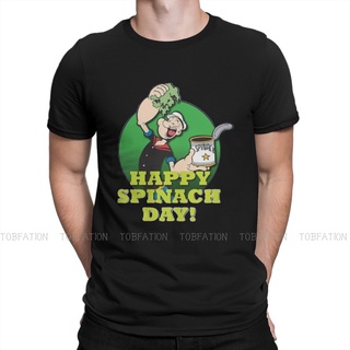 เสื้อยืดผ้าฝ้ายพิมพ์ลายขายดี เสื้อยืด แบบนิ่ม พิมพ์ลายการ์ตูน Happy Spinach Day สไตล์คลาสสิก สําหรับผู้ชาย