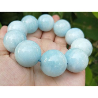 กำไลหินนำโชคอะความารีน (Aquamarine) ขนาด 20 มิล ขนาด18เซนติเมตร