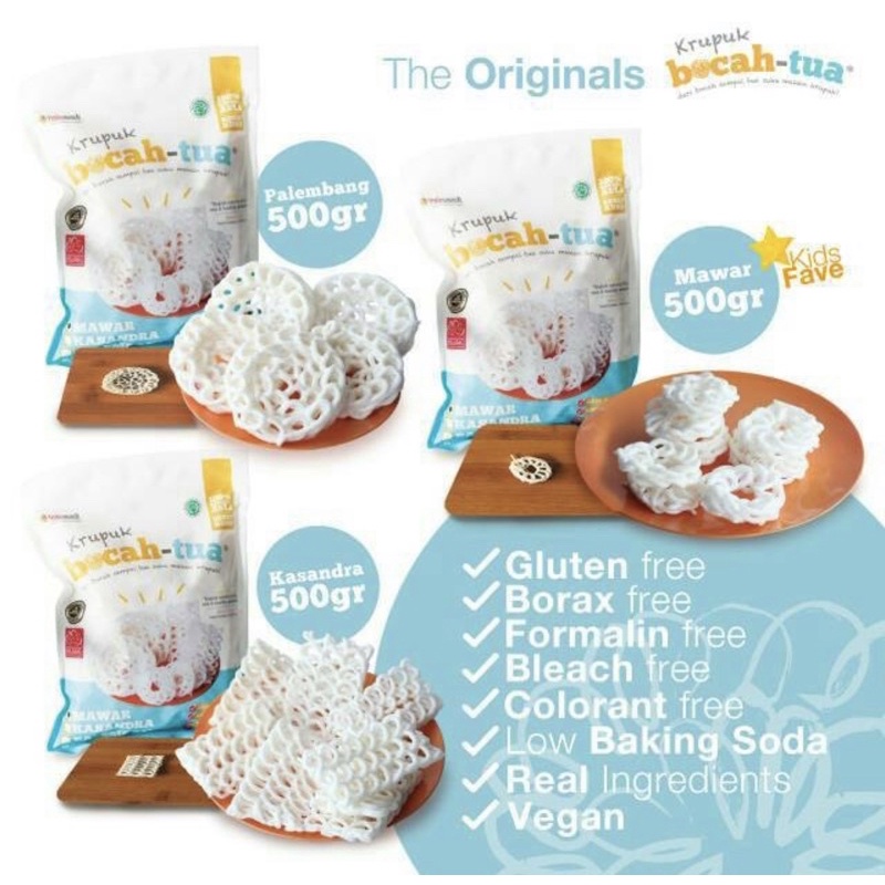 Indonesia Kerupuk Bocah Tua Crackers Palembang & Mawar / Raw Bocah Tua Crackers  500 gram