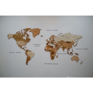 แผนที่โลกไม้3D ติดผนัง ไซส์ M (140x80 cm.) สินค้าพร้อมส่ง