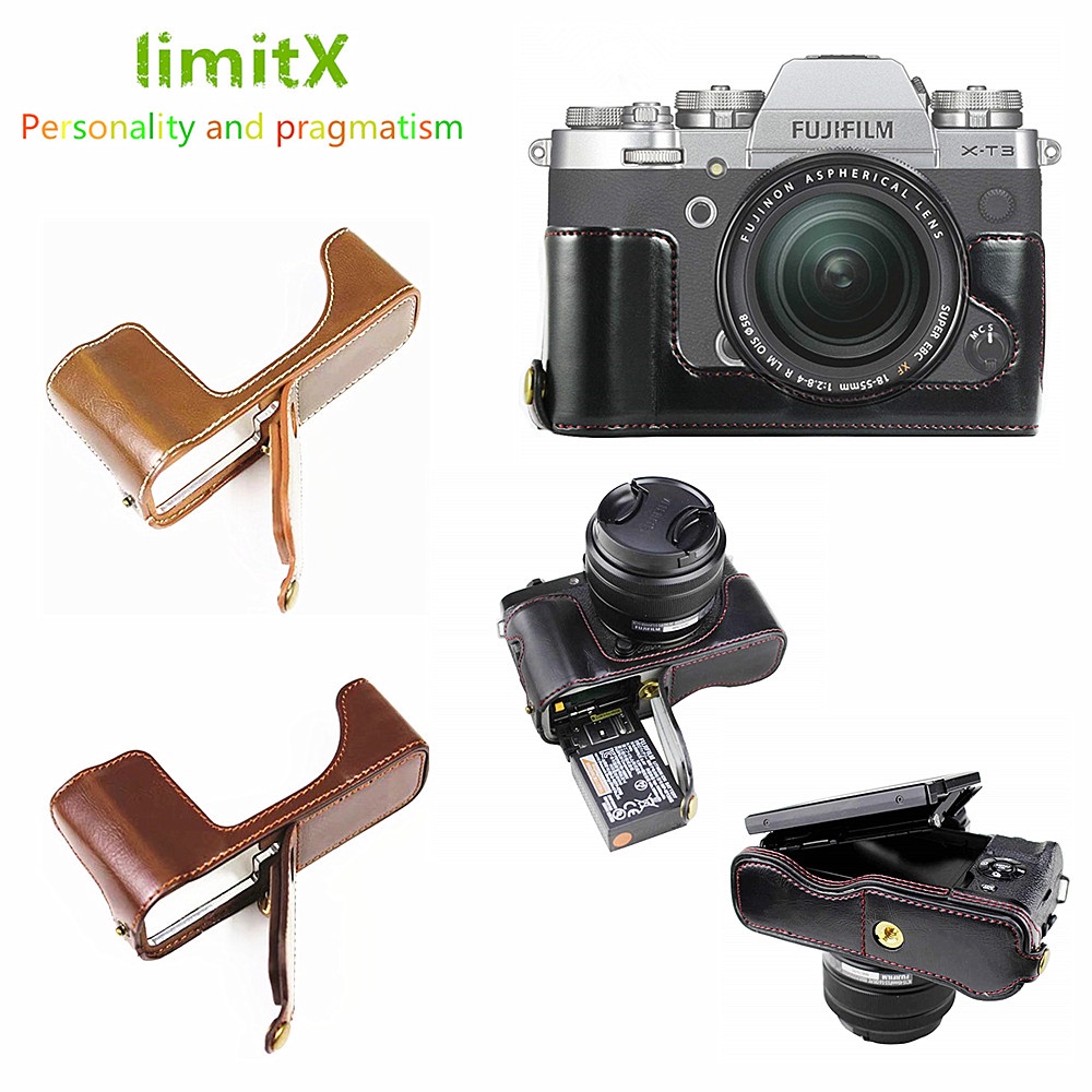 Retro Pu กระเป๋ากล้องหนังครึ่งสําหรับ Fujifilm XS10 XE4 XE3 XT4 XT3 XT2 XT200 XT30 XT20 XT10 X100V X-PRO 2