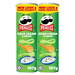 [แพ็คคู่ x2] Pringles พริงเกิลส์ มันฝรั่งทอดกรอบ ขนาด 107ก. (แพ็คคู่) ซาวร์ครีมและหัวหอม