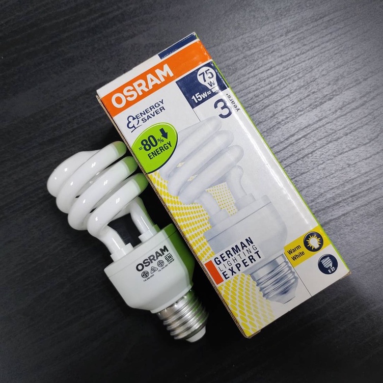 OSRAM ** แพ็ค 2 ชิ้น ** หลอดประหยัดไฟ 15W ขั้วE27 / DULUX VALUE TWIST  827 WARMWHITE