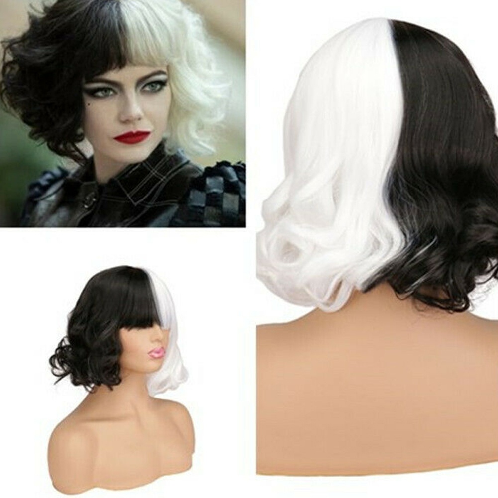 black and white hair wig