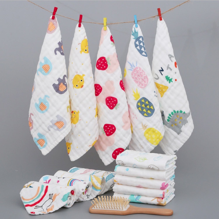 hangroo home ผ้าเช็ดหน้าอ่อนน่ม ผ้าเช็ดหน้าเด็ก ผ้าฝ้าย100%