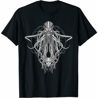 T-shirt  ใหม่ล่าสุด เสื้อยืด ผ้าฝ้าย ลาย Cthullhu สีดํา สไตล์เรโทร 2022S-5XL