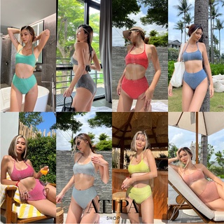 Atipashop - Bowy bikini glitter เซต บิกินี เสื้อ กางเกงเอวสูง