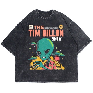 เสื้อยืดผ้าฝ้ายพิมพ์ลายแฟชั่นเสื้อยืดแขนสั้น พิมพ์ลายทีม BILLION SHOW WASHING VINTAGE ขนาดใหญ่