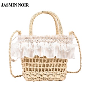 Jasmin NOIR กระเป๋าถือ กระเป๋าสะพายไหล่ ทรงบักเก็ต ปักลายลูกไม้ สําหรับสตรี