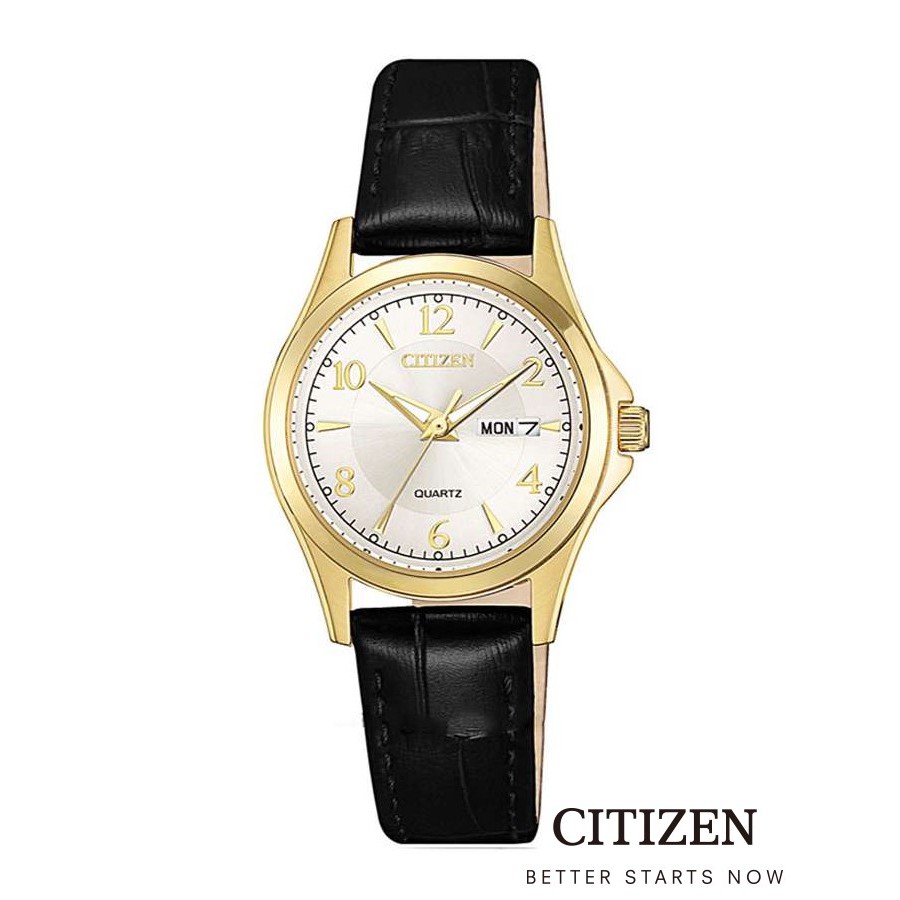 CITIZEN EQ0593-26A Leather Lady Watch Quartz ( นาฬิกาผู้หญิงระบบถ่าน )