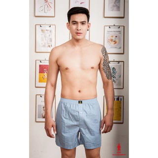 กางเกงบ๊อกเซอร์ชาย Siamboxers ผ้า Cotton 100% สีฟ้า ลายจุดขาว