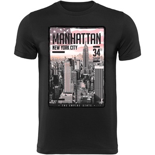 ราคาระเบิดเสื้อยืดคอกลม พิมพ์ลายกราฟฟิค New York Manhattan แบบเรียบง่าย แฟชั่นฤดูร้อน สําหรับผู้ชาย XXXLS-3XL