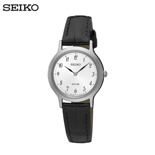 SEIKO นาฬิกาข้อมือผู้หญิง ระบบพลังงานแสงอาทิตย์ หน้าปัดสีขาว สายหนัง SUP369P