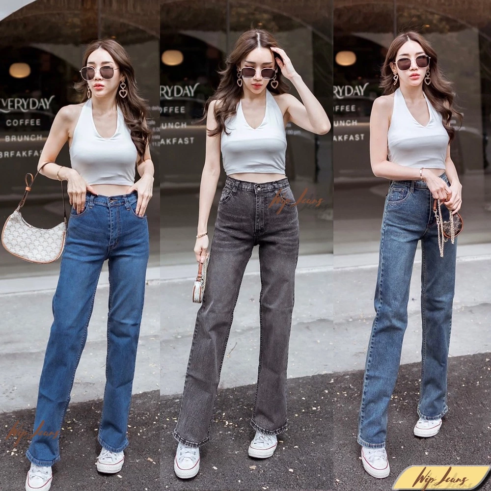 📌S-5XL กางเกงยีนส์ผู้หญิงเอวสูงผ้ายืดขากระบอก 👖 ยีนส์สาวอวบ เก็บทรง ใส่สบาย ทรงสวย ขายาว ผญ แฟชั่น