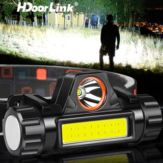 Hdoorlink ไฟหน้า LED มัลติฟังก์ชั่น กันน้ํา แข็งแรงสูง ชาร์จไฟได้ แบบพกพา