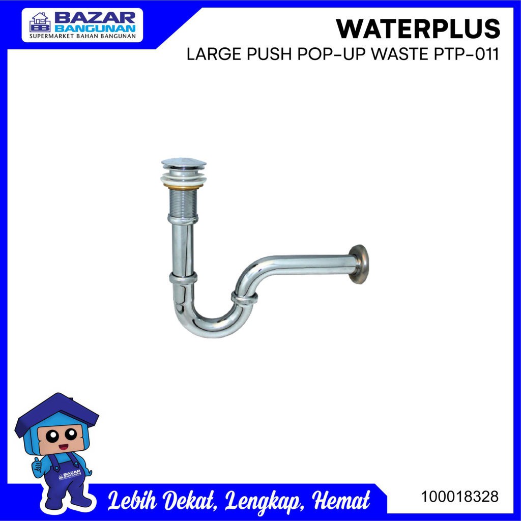 Waterplus - ท่อระบายน้ํา / P-Trap พร้อมโซ่ / ปลั๊ก Ptp 011 Ptp011