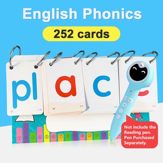 252PCS Flash Cards English Phonics Kids การ์ดแฟลชภาษาอังกฤษ Phonics ตารางปฏิทินการ์ดคำเด็กของเล่นเพื่อการศึกษา Smart Reading Pen