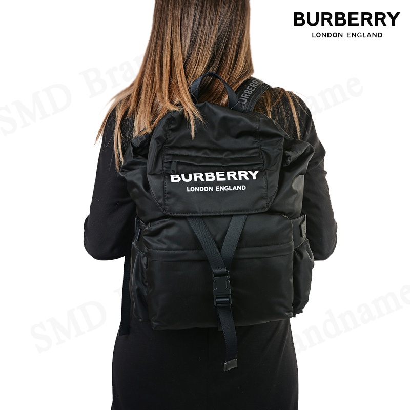 BURBERRY กระเป๋าเป้ รุ่น BURBERRY SM Wilfin Logo Printed Backpack - Womens  - Black Code: 8014130 1 | Shopee Thailand