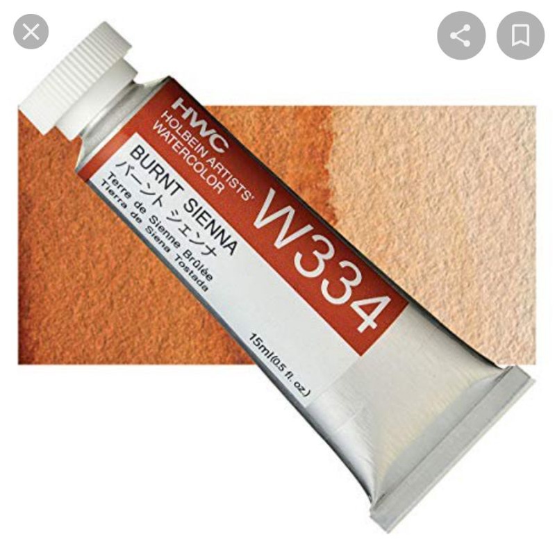 Burnt Sienna W134/W334/WW134 Ser A 5ml/15ml/60ml  สีน้ำโฮลเบน Holbein Artist Watercolor ホルベイン水彩絵具