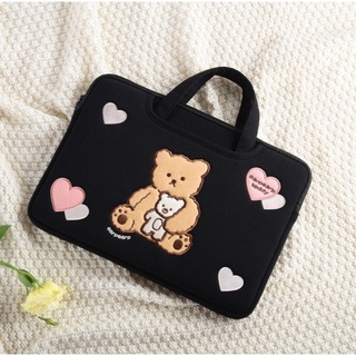 กระเป๋าใส่แล็ปท็อป อเนกประสงค์ กันกระแทก ปักลายหมีน่ารัก สไตล์เกาหลี 13.3 14.1 15.4 15.6 16.1 นิ้ว #8
