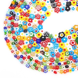 4-9มิลลิเมตรโคมไฟแก้วลูกปัดน่ารักรูปดอกไม้หลวมลูกปัดหลายสีสํ…