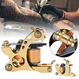 [ลดล้างสต๊อก]Health &amp; beauty Professional 10 Warp Coils Tattoo Machine Handmade Gun Shader Liner Gold