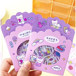 สติ๊กเกอร์หมีน้อยน่ารักสําหรับตกแต่งไดอารี่