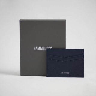 Hammburgg Card holder กระเป๋าสตางค์ ใส่บัตร หนังแท้ ใส่ชื่อได้ (Basiq Navy)