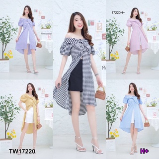 TW17220 set 2 ชิ้นพร้อมส่งค่า เสื้อลายสกอต+กางเกงขาสั้น