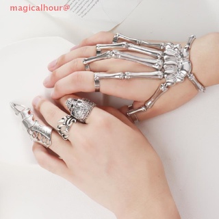 Magicalhour สร้อยข้อมือ กระดูกมือ กระดูกห้านิ้ว ปรับได้ สไตล์พังก์ ฮาโลวีน