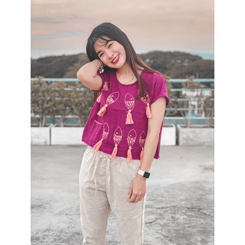 เสื้อสาลู2ชั้น ปักมือ ปักปลา ชุดพื้นเมือง
