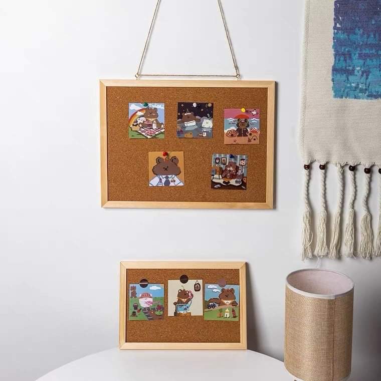 สินค้าพร้อมส่ง  กระดานไม้ กระดานไม้ก๊อก บอร์ดไม้ก๊อก กระดาน DIY กระดานติดรูป ติดกระดาษโน๊ต มี2ขนาด ราคา ถูกที่สุด ดีลบีเคเค แกลเลอรีภาพที่ 2
