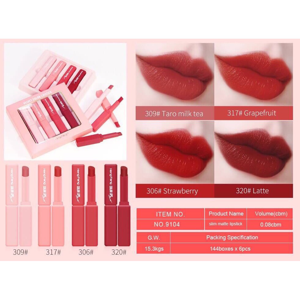 HengFang Velvet Color Lipstick set (4 colour New)